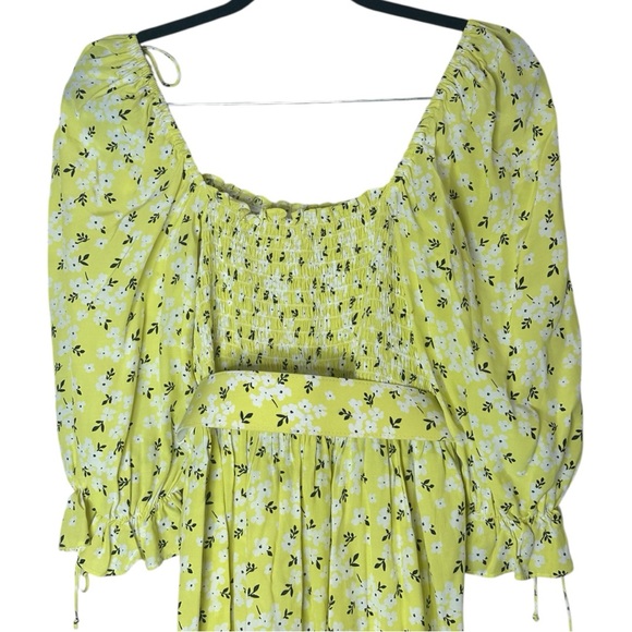 For Love & Lemons Chrysanthemum Mini Dress Lemonade Yellow Floral Medium - Picture 13 of 16